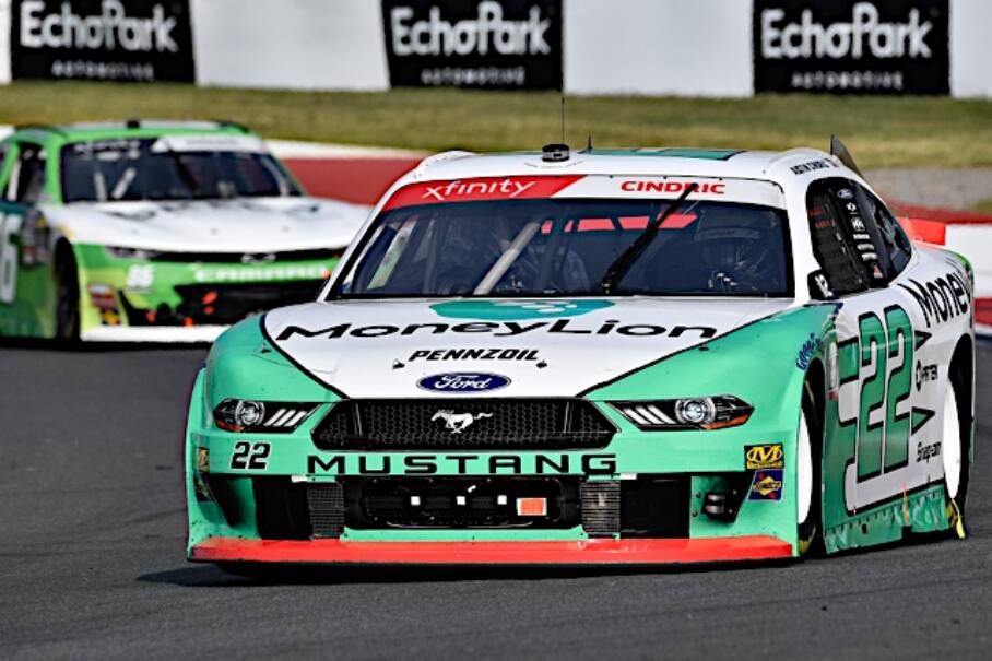 Team Penske's Austin Cindric (third) led the Mustangs in the NASCAR Xfinity playoff race. Team Penske's Austin Cindric (third) led the Mustangs in the NASCAR Xfinity playoff race.